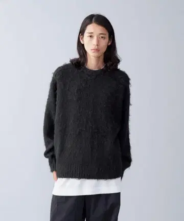 CITEN 브러쉬드 샤기 크루넥 니트