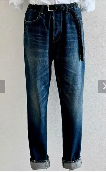 다크 블루 하이웨스트 데님 팬츠