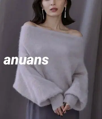 anuans 아뉴앙스 라쿤 오프숄더 니트 풀오버