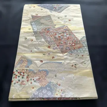 골드 컬러 꽃무늬 후쿠로 오비