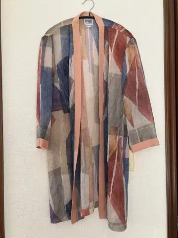 기하학 패턴 시스루 가디건 겉옷 구제 의류