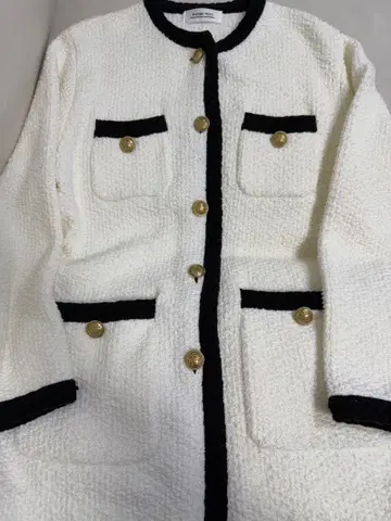 Arpege story 노카라 자켓 화이트/블랙 M 사이즈