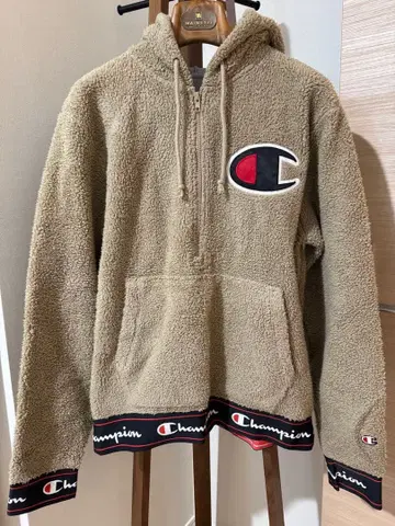 Champion 플리스 보아 후드티 베이지