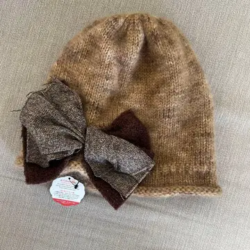 Ca4la 새상품 리본 포함 브라운 니트 모자
