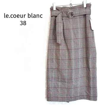 르 쿠르 블랑 롱 스커트 새상품 체크 무늬 벨트 포함 안감 있음 깨끗함