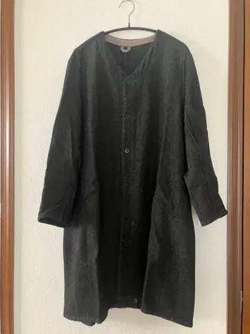 노카라 블랙 차콜 그레이 롱 자켓 구제 의류