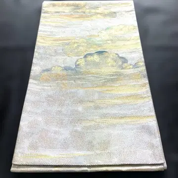 구름 무늬 후쿠로 오비 연한 그레이