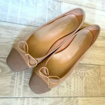 오데트 핑크 베이지 리본 발레 슈즈