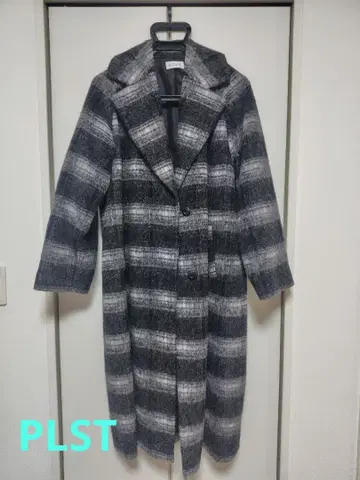 PLST 체크 무늬 롱 코트