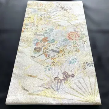 후쿠로 오비 꽃무늬 부채 무늬 실크