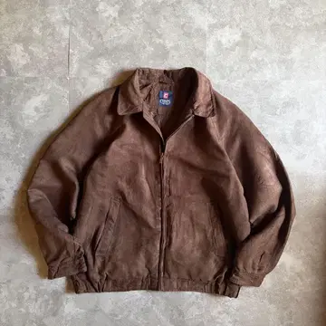 90s CHAPS 스윙탑 블루종 브라운 L 스웨이드풍 짧은 기장