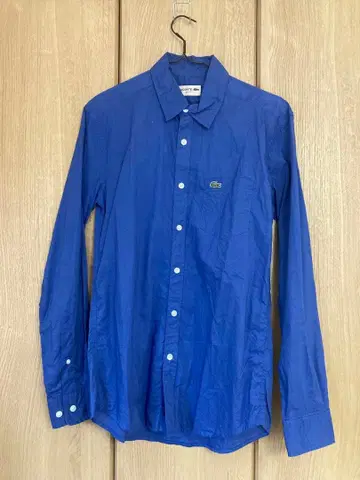 LACOSTE 슬림핏 긴팔 셔츠 파랑