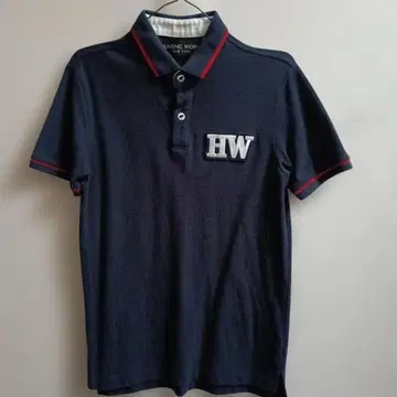 HW 자수 로고 네이비 피케 셔츠