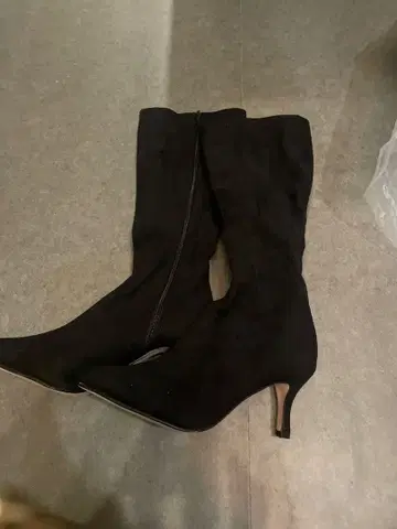 블랙 스웨이드 롱 부츠