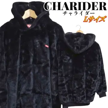 차라이더 로고 자수 인조 모피 풀오버 보아 후드티 L 사이즈