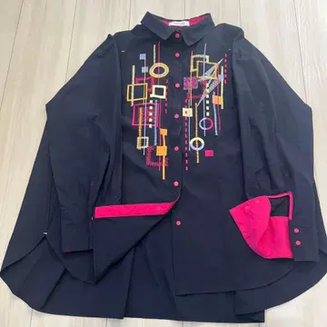 야마모토 간사이 SUPER LADY 긴팔 셔츠 기하학 패턴