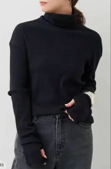 Deuxieme Classe rib 터틀 리브 터틀 니트 블랙