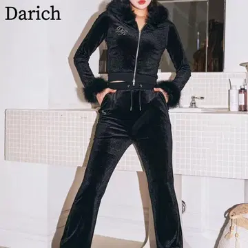 다리치 윈터 벨로아 팬츠 셋업 블랙