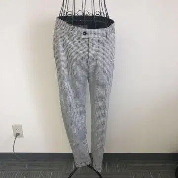 연말 세일 자라 테이퍼드 팬츠 그레이 계열 체크 슬랙스 버튼 포함