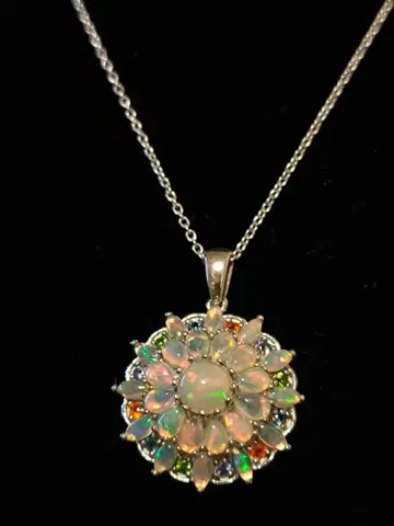 빈티지 오팔 925 스털링 실버 목걸이