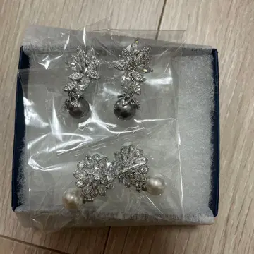 꽃 모티브 실버 귀찌 2커플 세트