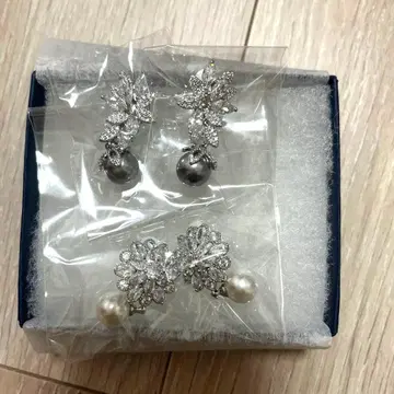 꽃 모티브 실버 귀찌 2커플 세트