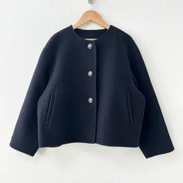 2024AW 23구 울 리버 노카라 코트 네이비 32