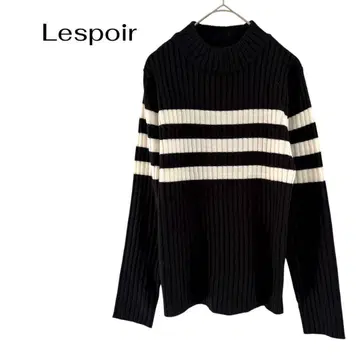 Lespoir 하이넥 긴팔 보더 니트 스웨터 비즈니스 오피스 데이트