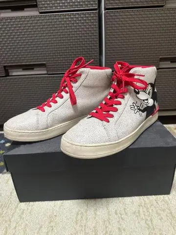 미키마우스 하이컷 스니커즈 화이트/레드