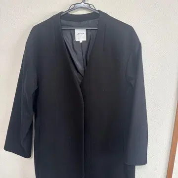 블랙 노카라 롱 코트