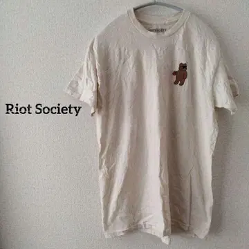 1점 한정 Riot Society 곰 프린트 반팔 T셔츠 상의 [ M ]