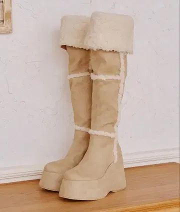 darich 다리치 페이크 무스탕 니하이 부츠 아이보리 L