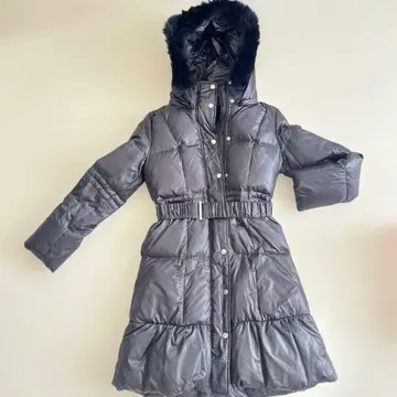 다운 자켓 롱 블랙 후드 부착 복슬복슬