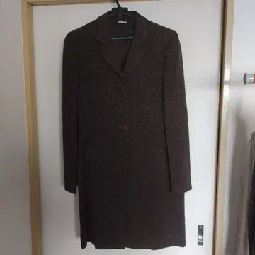 KRIZIA 스커트 수트 다크 브라운 트위드풍 레트로