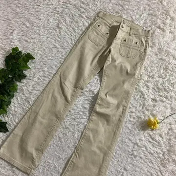 새상품급 타미힐피거 치노 팬츠 크림 스트레치 면 폴리우레탄 L 상당