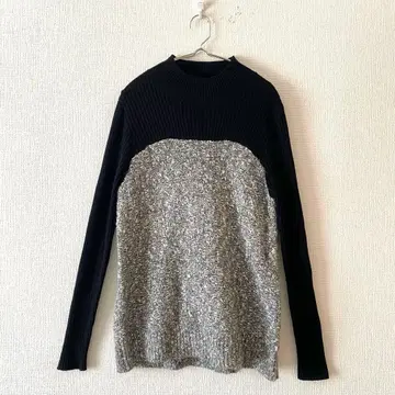 [로지] 니트 울 혼방 이소재 절개 있음 모크넥 긴팔 심플 40