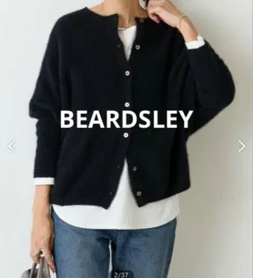 비어즐리 FOX 울 뒷단추 니트 블랙 새상품급