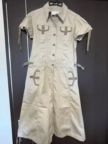 베이지 반팔 원피스 허리 조절 가능 핑크하우스 PiNK HOUSE