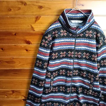 플리스 자켓 니트 자켓 노르딕 무늬 눈 무늬 북유럽 무늬 집업