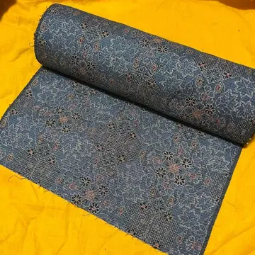 진품 네이비 오시마 명주풍 립플 옷감