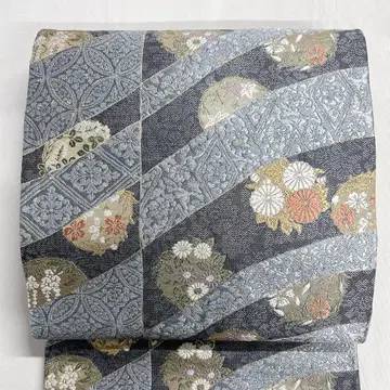 후쿠로 오비 꽃 문양 칠보 마름모 기모노 오비 006k