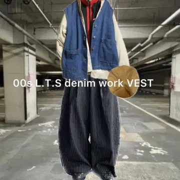 00년대 L.T.S 데님 워크 베스트 새상품급 돌려입기 최적 L