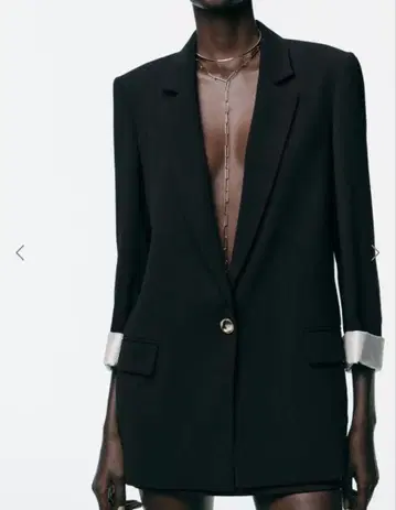 프린트 커프스 자켓 BLACK