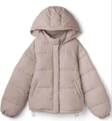 패딩 자켓 후드 부착 핑크 베이지 캐주얼 여성용