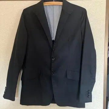 블랙 테일러드 자켓 스트라이프 안감