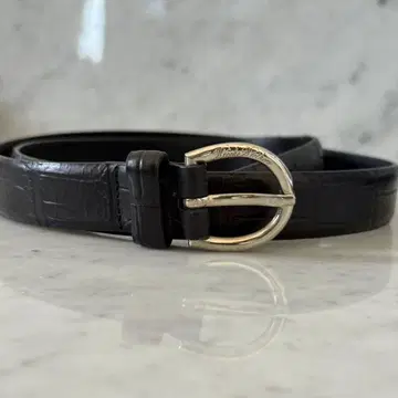 브룩스브라더스 천연 가죽 가죽 벨트 블랙 블랙 엠보 크로커다일