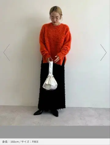 CITEN 오렌지 샤기 니트