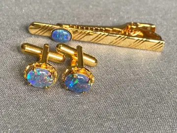 오팔 장식 골드 커프스 링크 세트