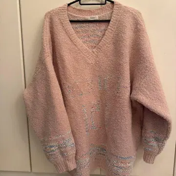 핑크 V넥 루즈핏 스웨터