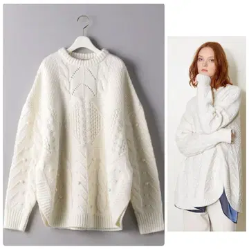 AEWEN MATOPH 케이블 니트 포코포코 화이트 이우엔마토프